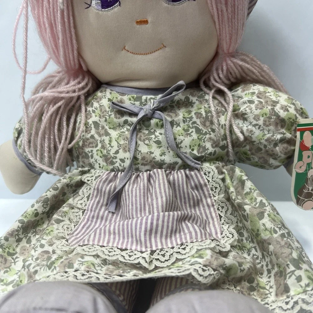 Vintage Plush Doll 1992‎ New With Tags Pink Hair Floral Dress.  PA 3305. Rare!